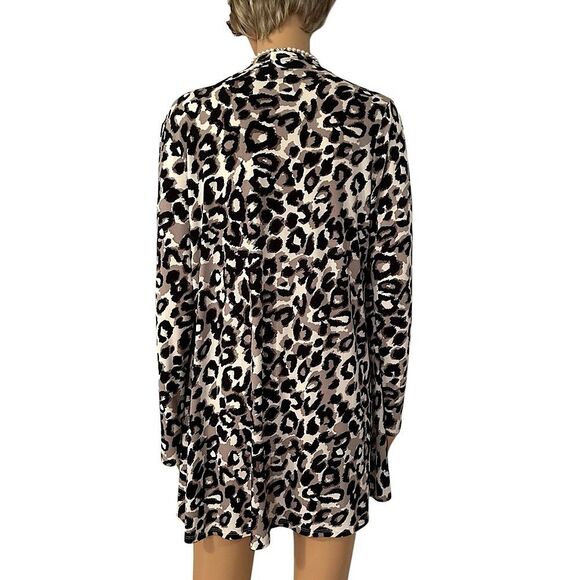 Clara Sun Woo USA Womens Size Small Animal Print Stretchy Open Front Cardigan - Picture 2 of 13